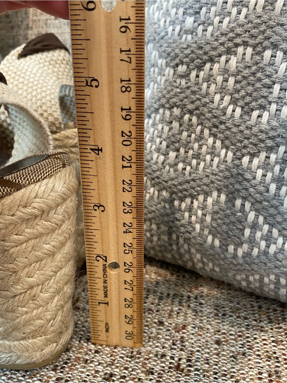 Coach Tan and Brown Signature Canvas Wedge Sandals with Ankle Wrap - Picture 13 of 14